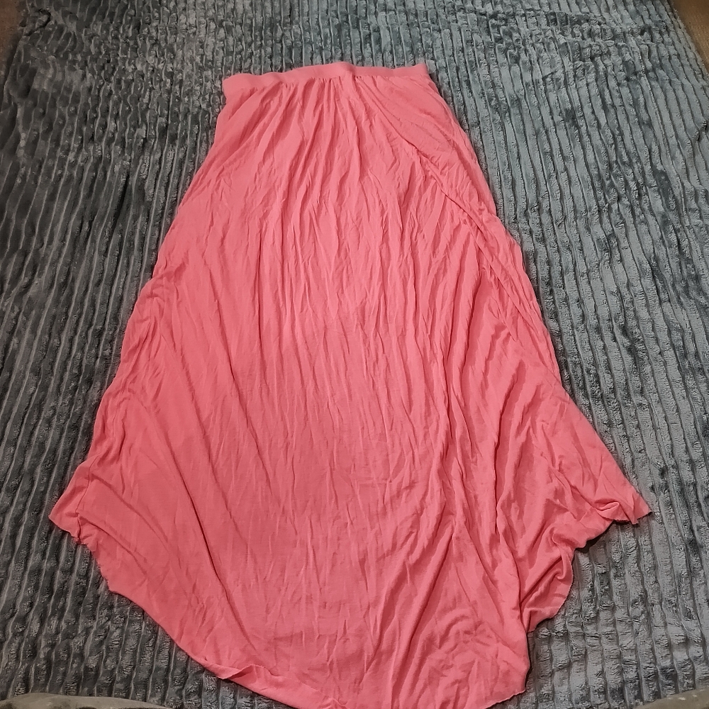 Lauren Conrad Pink Coral Hi Lo Midi Skirt Sz Med Flowy Y2K Fairy Whimsical - Picture 2 of 9